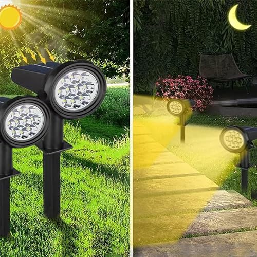 YZYOE 2 Pack 20LED Outdoor Solar Courtyard Supplementary Lighting Spotlight, Garden Plant Decoration Atmosphere Warm Lamp, 3-Mode Warm Lights Eye Protection Path Ground Plug Light.