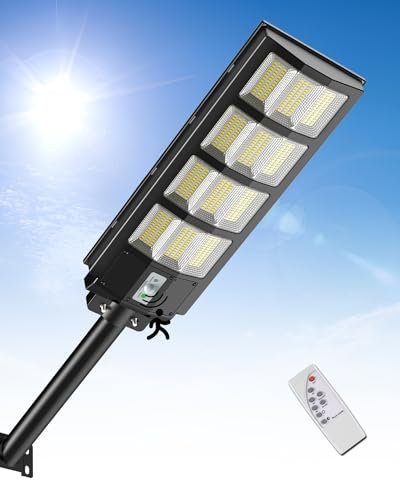 Bellanny 600W LED Solar Straßenlaterne Straßenlampe | 6500K Wandleuchte mit Bewegungsmelder Sensor | IP65 Wasserdichte Außen-Sicherheitsbeleuchtung Wegeleuchte Strahler für Garten Hof Garage Haustüren