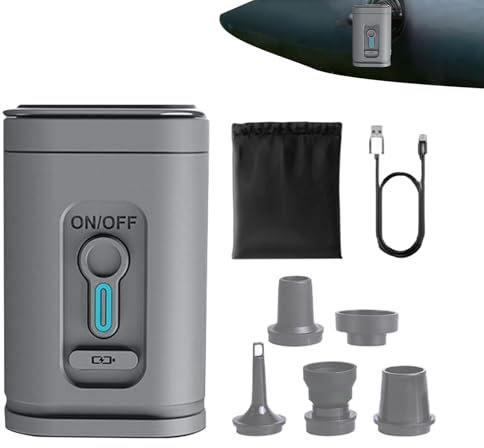 Pompe à air portable, gonfleur de camping en plein air, pompe rechargeable USB, gris, gonflage rapide, design compact, pour flotteurs de piscine, lits gonflables pour matelas, anneaux de natation