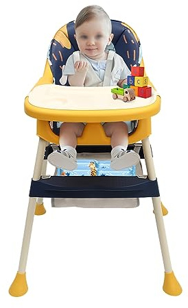 Hochstuhl Baby, Kinderhochstuhl mit Essbrett und Rollen,Korb, Kinderhochstuhl Mit Sicherheitsgurt, Pflegeleicht, Mitwachsend Abnehmbarer, mitwachsend ab 6 Monate bis 6 Jahre Babystuhl