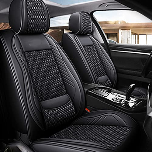 Romanbin Autositzbezug Für BMW 1er 2er 3er 4er 5er 6er 7er Komplettset 5-Sitze Autositzbezügen Leder Autositzbezüge Porosität Sitzbezüge Vorne und Hinten Sitzschoner, Schwarz