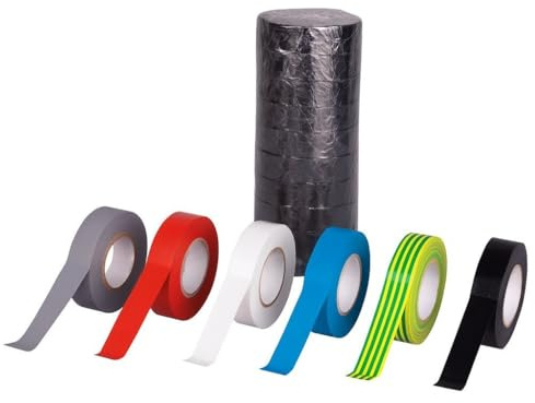 Zarivy Cinta aislante PVC 0.13 mm, 19 mm x 33 m, VDE 52100, resistente a la temperatura, ideal para aislamiento eléctrico y reparación de cables.