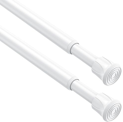 ZipGlo Lote de 2 barras de cortina extensibles sin perforación - Negro - Longitud: 20 a 33 cm - Diámetro: 13 mm - Para ventanas, pequeños armarios, cocina y baño - Barra de cortina