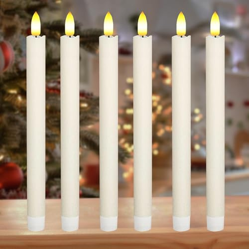 Bougie Led Flamme Vacillante, 6 Pièces Bougies LED Sans Flamme à Piles, Bougie Electrique Flamme Vacillante, Bougies Coniques LED pour Noël, Thanksgiving, Halloween, Anniversaire, Mariage