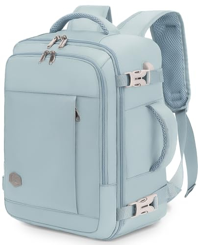 VANKEV 40x30x20 für Ryanair Handgepäck Laptop Rucksack Reiserucksack | 24L Eurowings Handgepäck, Leichte Freizeitrucksack, Tasche Rucksack 15.6 Zoll Laptop Backpack für Herren und Damen, HELLBLAU