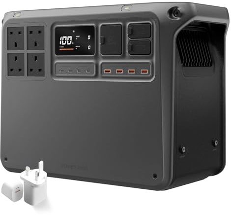 DJI Power 2000 Portable Power Station, 3000W Stable Output Solar Generator 2048Wh LFP LiFePO4 Battery, 45m Ultra-Fast Charging Off-Grid Electric Generator for Home Backup Outdoors RV Camping+35W Plug