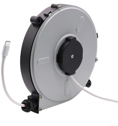 Eawfgtuw Enrouleur de câble télescopique rétractable automatique de 1,2 m pour câble d'alimentation portable USB-C de 3 m, ABS ignifuge, blanc (3 mètres TYPE-C)