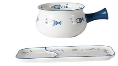 ULTECHNOVO Plato Rectangular de con Diseño de Peces Plato para Desayuno y Ensalada Vajilla Creativa para Restaurante y Hogar para Frutas y Comidas Diarias