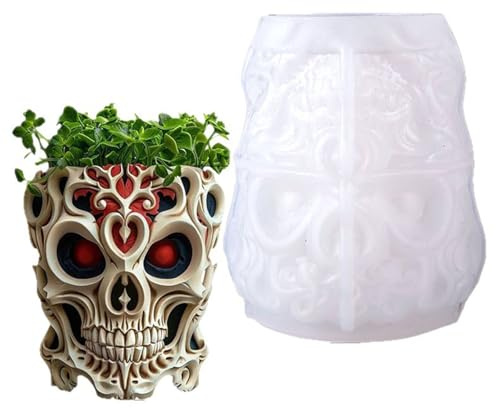 Wiederverwendbare Silikon-Totenkopf-Form, zum Basteln, für Schmuck, Kerzen, Becher, Pflanzgefäß, geeignet für Harz, Zement, Beton