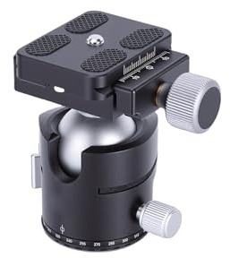 Garsent Rotule de Trépied de 32 Mm, Rotule à Verrouillage Rapide avec Plaque de Dégagement Rapide, capacité de Charge de 8 Kg, Tête Panoramique à 360 ° pour Monopode D'appareil Photo