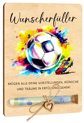 Regalos de fútbol para niños – Madera, regalo de dinero | hucha de fútbol | regalos de dinero para cumpleaños y consagración de la juventud | Artículos para aficionados al fútbol | Embalaje de regalos