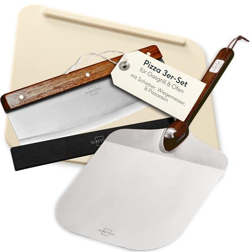 SILBERTHAL Set pietra per pizza 3 pezzi – Pala e tagliapizza inox