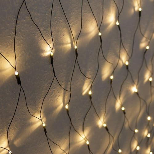 Monzana Rete Luminosa 2 m 160 LED a Batterie 8 Funzioni Illuminazione Lucine Natale Bianco Caldo