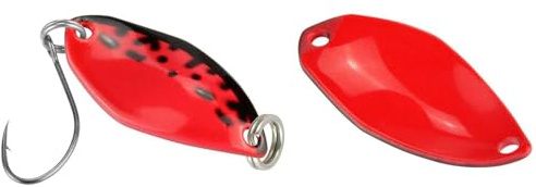 FTM Spoon Fly 1,2 g – Cuillère Clignotante pour la pêche à la Truite, cuillère pour la pêche à la Truite, cuiller Clignotant pour la pêche Ultra légère, Couleur : Rouge/Noir