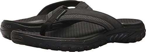Skechers Herren Reggae Cobano Zehentrenner, Black Leather, 43 EU