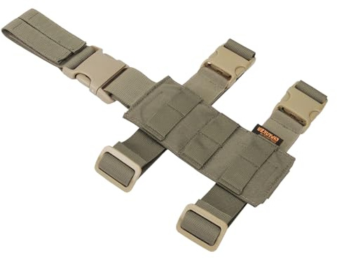 EXCELLENT ELITE SPANKER Tactical Drop Leg Holster Plataforma de Pierna de caída Ajustable Módulo Molle Bolsa Universal para Pierna Izquierda/Derecha(Verde Humo)