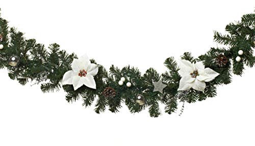 Heitmann Deco Tannengirlande - innen - Weihnachtsgirlande - Dekogirlande - natürliche Dekoration - Grün, Weiss, Silber