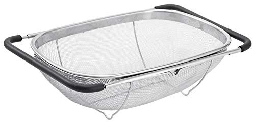Passoire sur Lévier, Passoire Ovale en Acier Inoxydable avec Panier Tamis avec Poignées Extensibles en Silicone, égouttoir pour Lavabo 6 Pintes pour Rincer Et Laver Les Fruits, Les Légumes et Le Riz