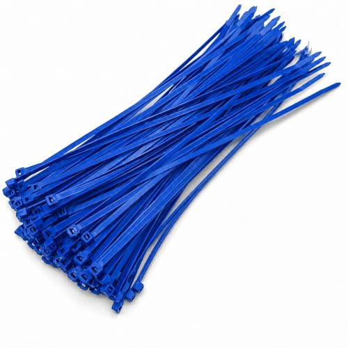 Blue Cable Ties 300mm x 4.8mm, Nylon Zip Ties for Colour Coding, 100 Pack | Blue finish for cable identification, wiring and organised installations