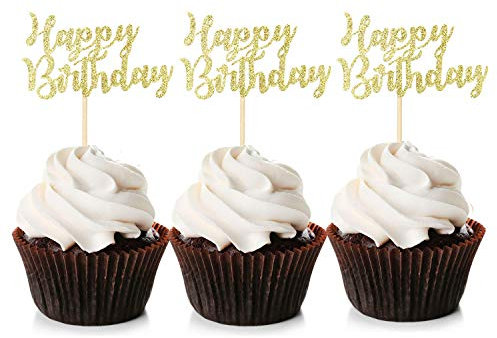 HDmirrorR Unimall Global 24 Stück Geburtstag Kuchen Topper Happy Birthday Cupcake Pick für Party Dekoration
