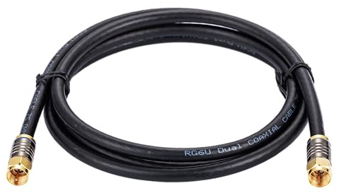 Cables Direct Online 2M Black RG6 Coax Cable Dual Shield Outdoor/Indoor Coaxial BNC Extension Wire For Satellite Dish Cable TV Antenna