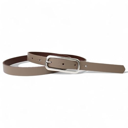 FRONHOFER Damen Gürtel Rindleder 2 cm schmal mit länglicher silberner Schnalle 7 x 3 cm, für Jeans und Kleider, made in Germany