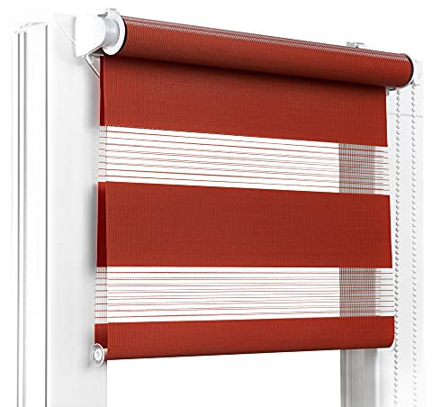 Fenster DEKOR - Rollos für Fenster Kastanie - Klemmfix Rollo ohne Bohren B115 x H150 [cm] - Doppelrollo mit Einer Breiten Auswahl an Größen und Farben - Blickdichte Rollos, einfach zu montieren