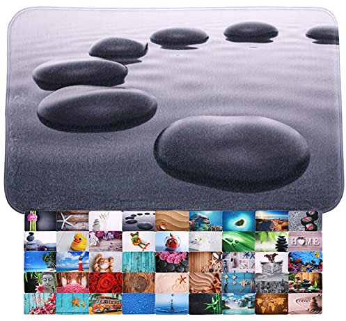 Sanilo Alfombra de baño, Gran selección de Alfombrillas para el baño, Alfombra Muy Suave y Antideslizante, se Puede Lavar y Seca con rapidez (70 x 110 cm, Piedras Negras)