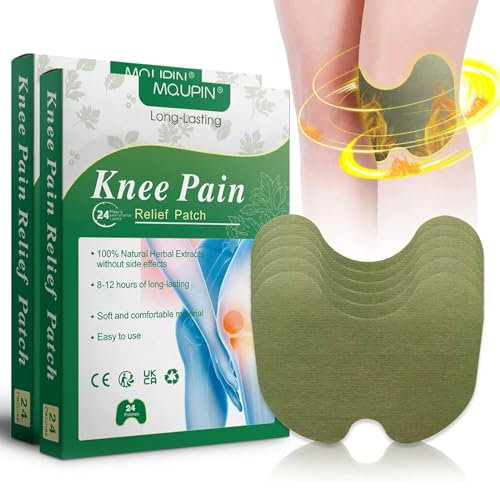 48 PCs Knee Pain Relief Patches,MQUPIN Pain Wormwood Relief Patch Plaster Warming Moxibustion,Up to 24h No Side Effect,Natural Herbal Patch for Arthritis Neck Shoulder Muscle Muscle Joint Pain Relief