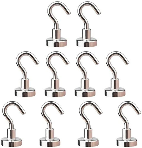 Siganorpy 10 Pack 25LBS Extra Strong Magnet D16 for Cruise, Grill, Towel, Indoor Hanging, Kitchen, Workplace, Office and Garage (Silver)