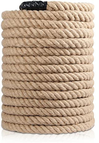 Roopeem Jute Rope (1 in x 50 ft) 100% Natural Thick Hemp Rope Twisted Jute Rope 50 Feet 1 Inch 4 Ply Manila Rope Cord for Crafts, Cat Tree, Home Decorative Landscaping Hanging Swing Rope