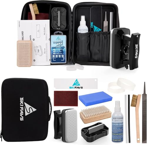 Skifavs Ski/Snowboard Wax Kit, Ski Tuning & Waxing Kit with Wax Iron, Complete Basic Wax Set - Professional Tuning Equipment, All Temperature Wax, Base Cleaner, Brush, Wax Scraper, P-tex, Tuning Stone