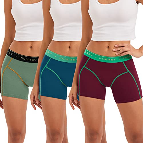 INNERSY Damen Boxershorts Baumwolle Unterwäsche Unterhosen mit Bein 3 Pack