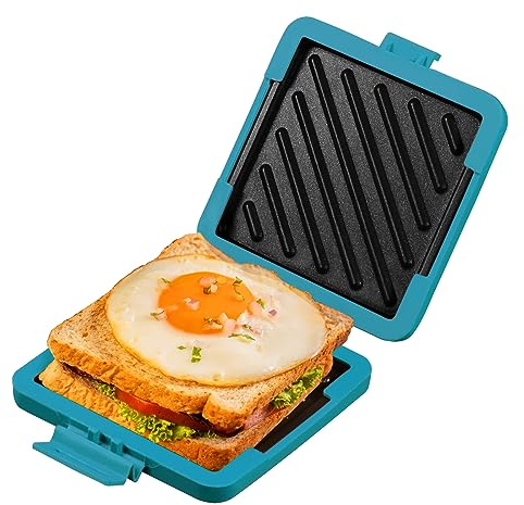 MKYSAIL Toaster,Microwave Toaster, Sandwich Maker, Panini Maker, Dishwasher Safe,NO Electricity,Wireless,Time Saving,Fast,Toastie Safe in Microwave Oven(Blue, Microwave Sandwich Maker)