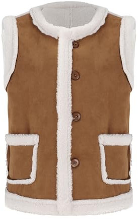 Leichte Westen für Damen mit Taschen, individuell, trendig, Winter, Teddy-Fleece-Mäntel, kontrastierend, Übergröße, lässig, ärmellose Jacken für Damen, Jagdweste (Z1-Braun, L), Z1-brown, 42