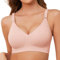 Lonya Bras for Women Push Up Seamless Non Wired Support Full Coverage Ladies V Neck Wireless Bra Comfort Adjustable Padded Zero Feel Bralettes, Pink, XL