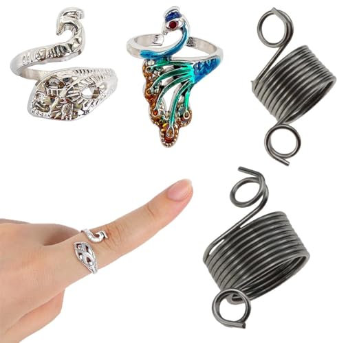 Knitting Fingerhut, 6 Stücke Verstellbare Strick Häkel Ringe Strickring Verstellbar Garnführung Fingerhalter Stricken Garnführung Fingerhalter Set 2 Größen für Fingerring Strickzubehör Häkeln Stricken