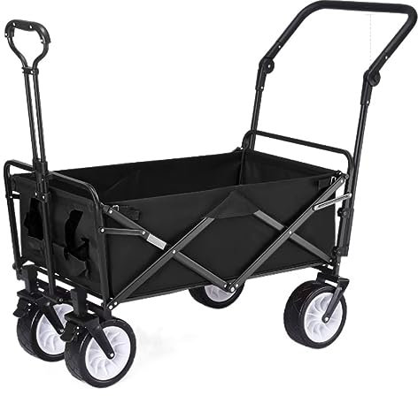 CCYENG Trolley Cart Klappbarer Gartentrolley Mit 4 Rädern Hochleistungswagen Einkaufswagen Für Outdoor-Camping Pull Truck Campingwagen Gartenwagen