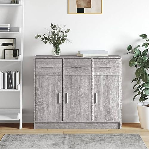 Bulliing Sideboard Grau Sonoma 91x28x75 cm Holzwerkstoff Sideboard Wohnzimmer Buffetschrank Cabinet MöBel Wohnzimmer