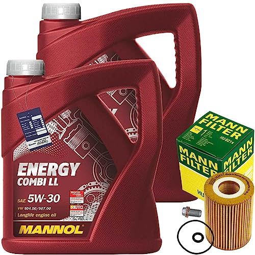 Mann Ölfilter+10L Mannol 5W30 | HU821X (OX380D)+V30-2001+MN+10L Mannol Combi LL für C+e-Klasse W204+W211 Vito+Viano W639