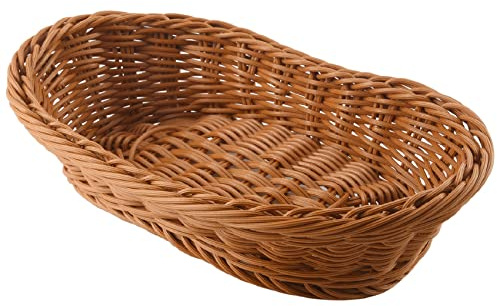 Ksrnsne Oval Wicker Woven Basket Bread Basket Serving Basket, 11 Inch Storage Basket for Food Fruit Cosmetic Storage Table Top and Bathroom