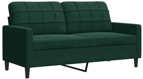 vidaXL Sofa 2-Sitzer, Polstersofa Doppelsofa für Wohnzimmer, Couch Loungesofa Metallgestell, Zweisitzer Samtsofa Sitzmöbel, Modern, Dunkelgrün 140cm Samt