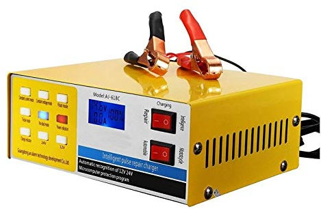 Autobatterie Ladegerät,Batterie Ladegerät Auto 250V 200AH smart Pulse Automatische Reparatur 12 / 24V Autobatterie-Ladegerät 5 Stufe intelligente Lade for LKW-Motorrad
