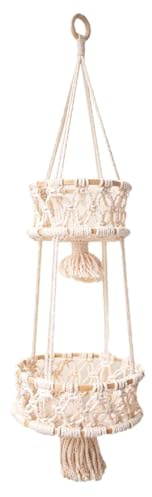 Yugugomo Hängender Obstkorb Für Küche, Makramee Geflochten Hängekorb Für Obst Und Gemüse, Boho Decor Makramee Aufbewahrungskorb Indoor Pflanzer, Für Einweihungsfeiern, Geburtstage, Hochzeiten