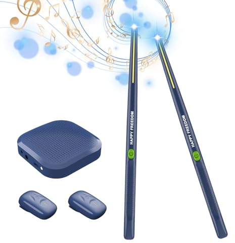 Tragbares Intelligentes Elektronisches Schlagzeug-Set, Somatosensorisches Lufttrommel-Set mit 2 Pedalen und Lufttrommelstöcken für Schlagzeuger, Studenten und Anfänger (Navy blau)