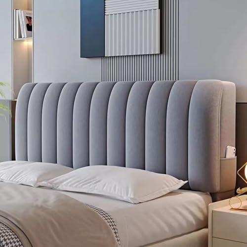 AYUOEODM Bett Kopfteil Hussen Bett Kopfteil Bezug/Überzug Stretch Dehnbare Kopfteilbezug 180/150/200cm Weicher Elastisch Samtstoff Kopfteil Schonbezug Protektor Für Dekoratives Kopfteil(Grey,180cm)