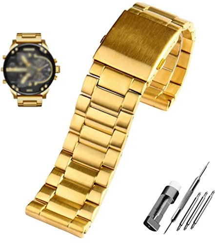 EAMOM Edelstahl-Armband 22 mm 24 mm 26 mm 28 mm Herren-Armband aus massivem Metall für Diesel DZ7333 DZ4344 Uhrenarmband