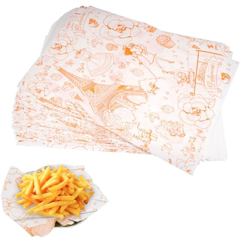 100 Papier Journal Alimentaire, 36 x 26cm Papier Emballage Alimentaire, Deli Papier Feuilles Frites, Papier Burger Alimentaire, Papier D'emballage Frites, Feuille de Papier Journal Alimentaire