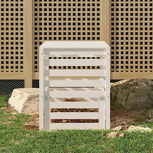 Générique Composteur Blanc 63,5x63,5x77,5 cm Bois Massif de pin,Composteurs,14.07KG-823809