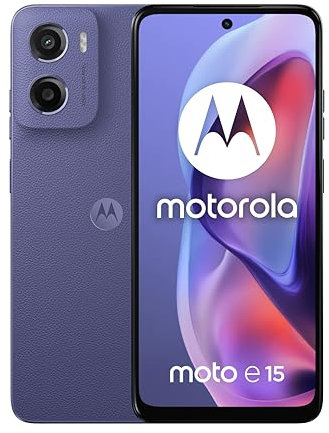 Motorola moto e15 (2/64GB, Fotocamera da 32MP + sensore antisfarfallio, Display 6.67 HD+ 90Hz Corning® Gorilla® Glass 3, 5200mAh, MediaTek Helio G81 Extreme, Android 14 Go Edition), Fresh Lavender